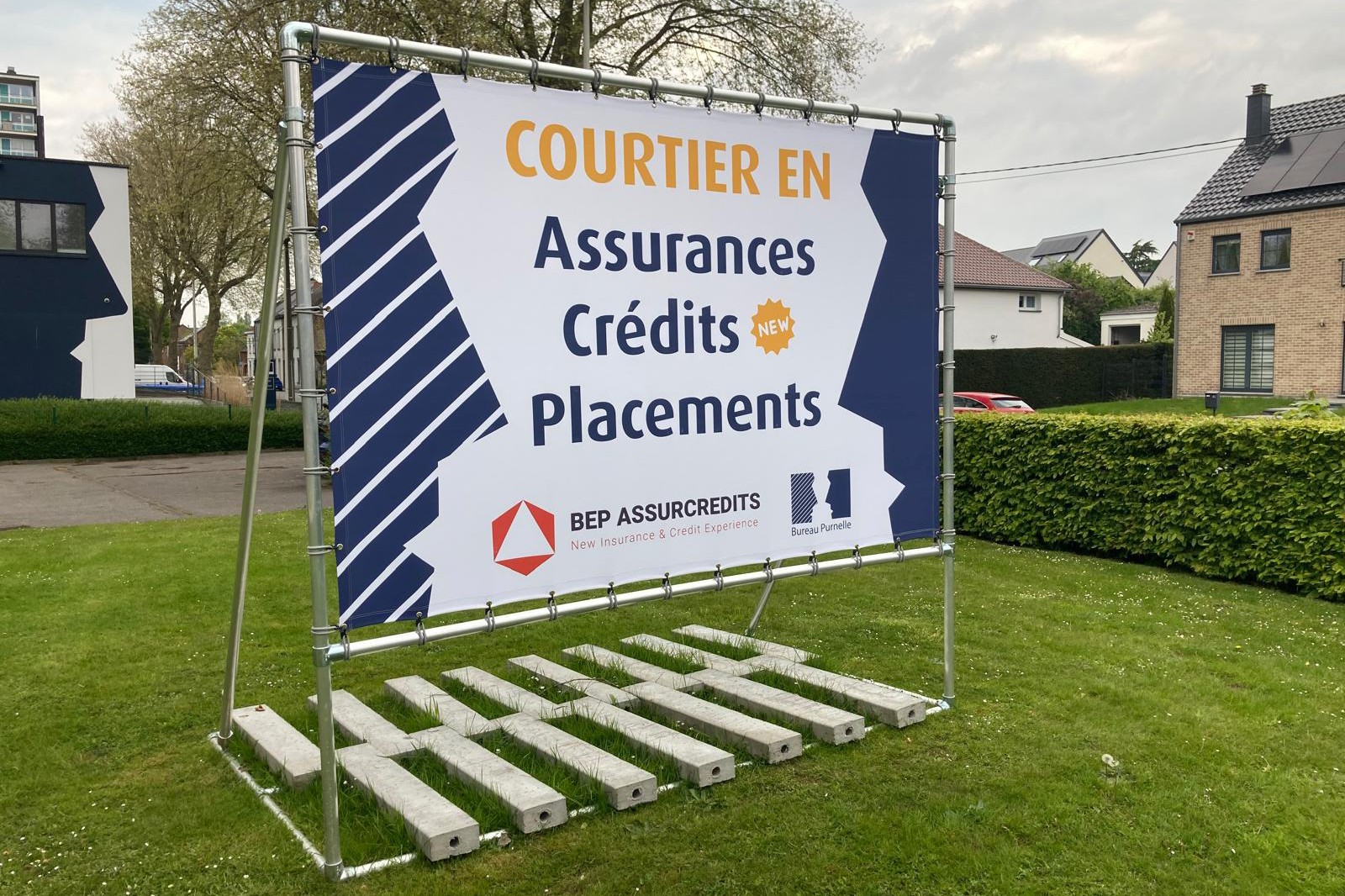 Bâche publicitaire - banderole - BEP Assurcredits - Nivelles